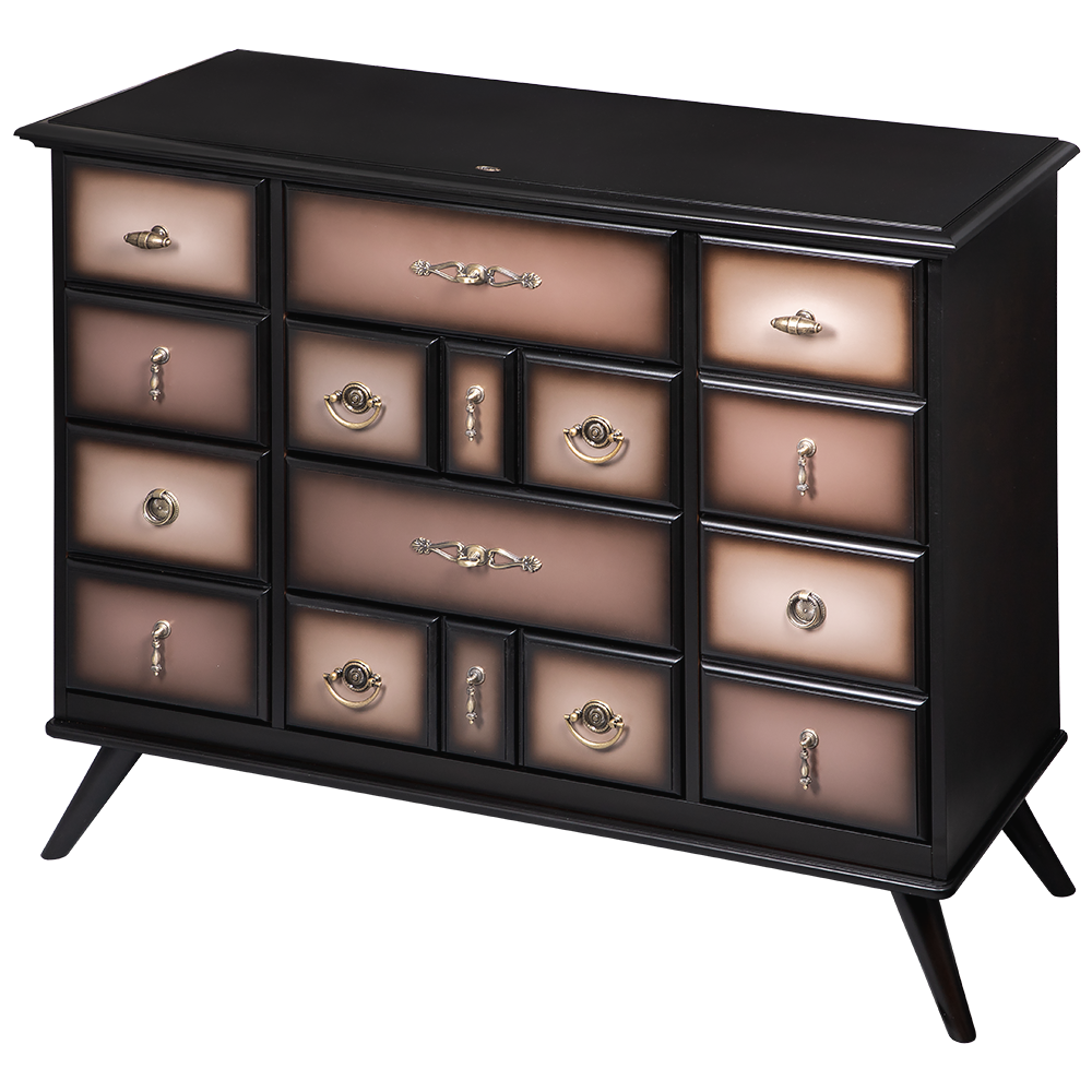 Комод Пандора - 2 с 4 ящиками и 2 полками Орех Оберджин Шоколад