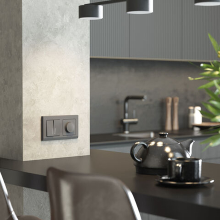 Выключатель двухклавишный с подсветкой (графит матовый)