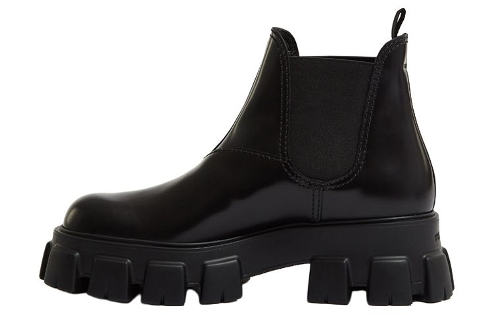 PRADA Moonlith Brushed Leather Chelsea Boots