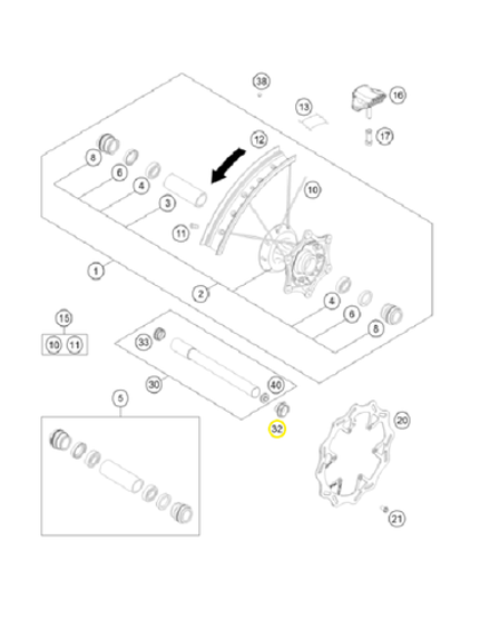 Болт оси переднего колеса KTM,Husqvarna,GAS GAS M20X1.5