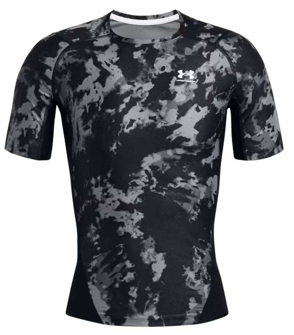 Мужская теннисная футболка Under Armour HeatGear IsoChill Printed Short Sleeve - черный