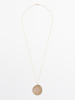 Massimo Dutti Ожерелье с подвеской из полупрозрачного камня, горчично-желтый