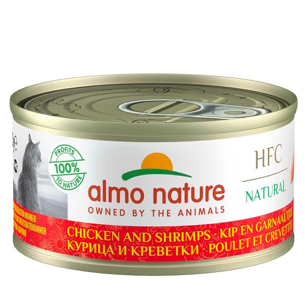 Almo Nature консервы для кошек &quot;HFC Natural&quot; с курицей и креветками (75% мяса) 70 г банка