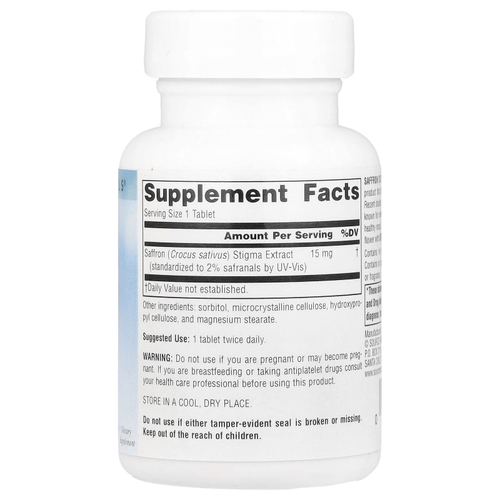 Source Naturals, Serene Science®, экстракт шафрана, 15 мг, 30 таблеток