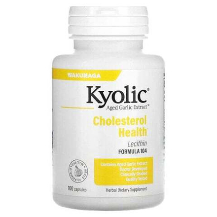 Для сердца и сосудов Kyolic, Aged Garlic Extract, экстракт чеснока с лецитином, состав 104 для снижения уровня холестерина, 100 капсул