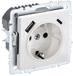 BRITE Розетка 1-местная с заземлением с защитными шторками 16А с USB A+C 18Вт РЮш11-1-БрБ белый IEK