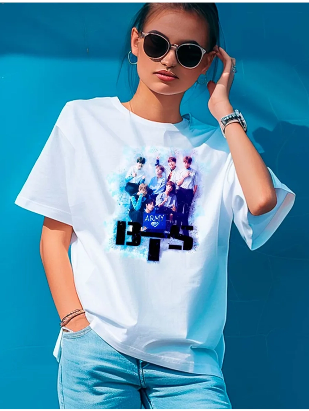 Футболка оверсайз с принтом BTS