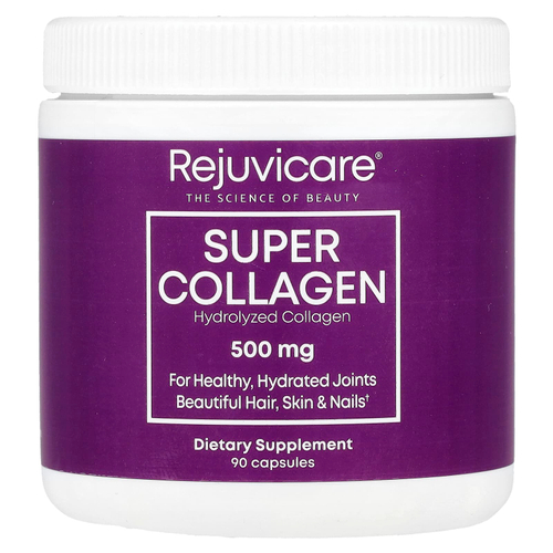 Rejuvicare, Super Collagen, коллаген, 500 мг, 90 капсул