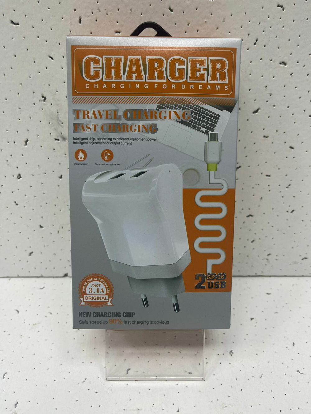 Сетевой блок+кабель MicroUSB GP-26 (1.2A, 2USB) white
