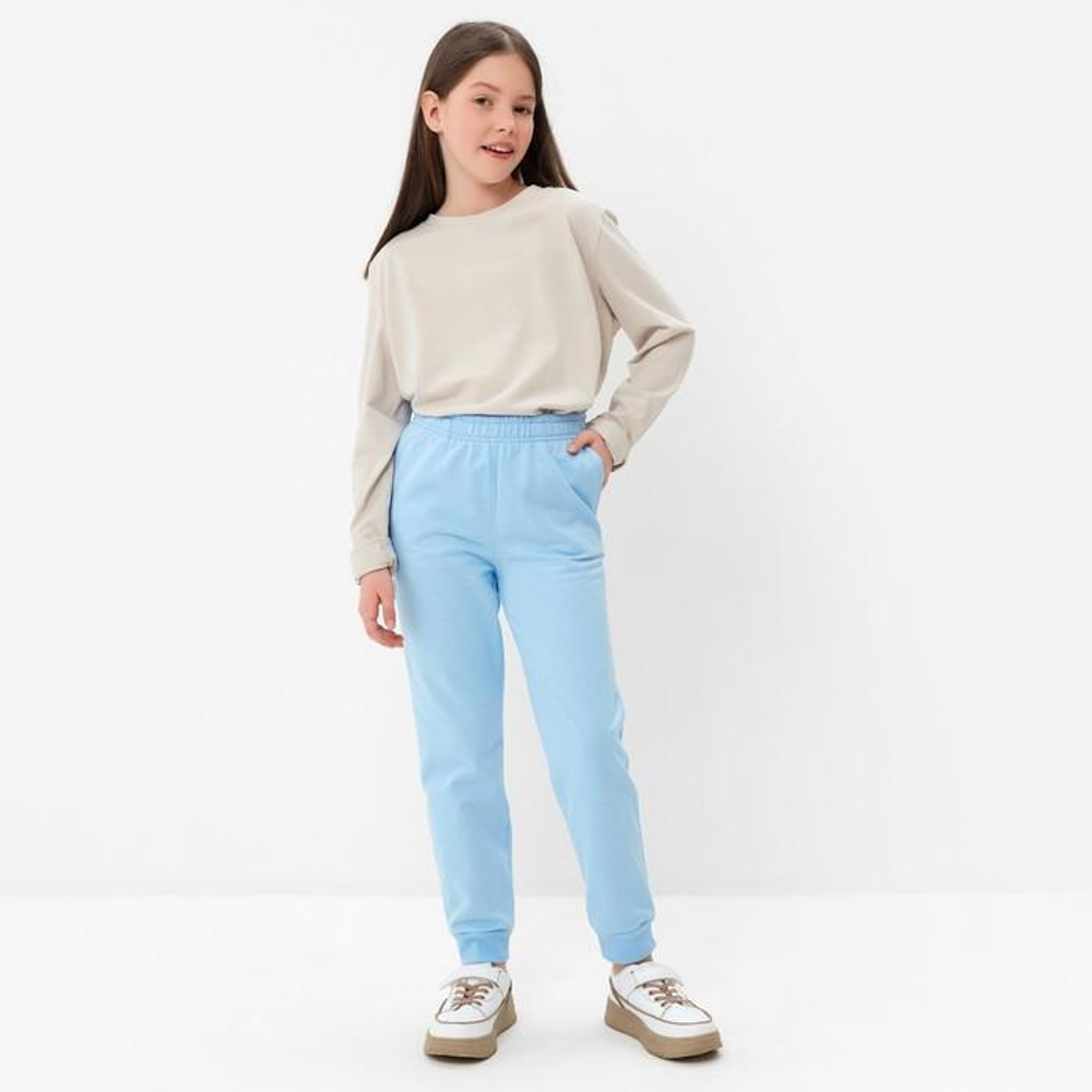 Штаны для девочек футер с начёсом А.ТрДет-301, голубой, р.128 9436727 (RADI)