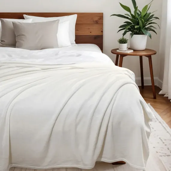 Плед 150х200 см Solo Decorica плотность 260 гр на кровать диван цвет экрю