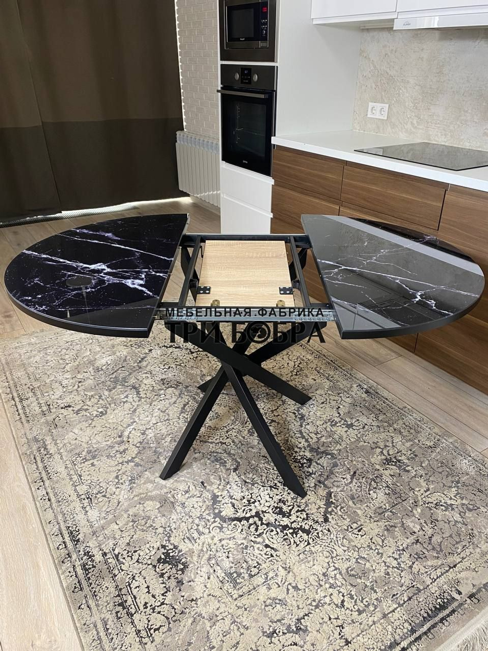 Стол круглый стеклянный "Чёрный Оникс"