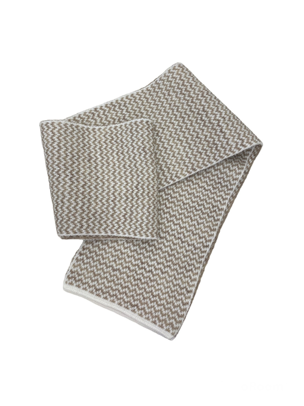 Шарф мини зигзаг бежевый