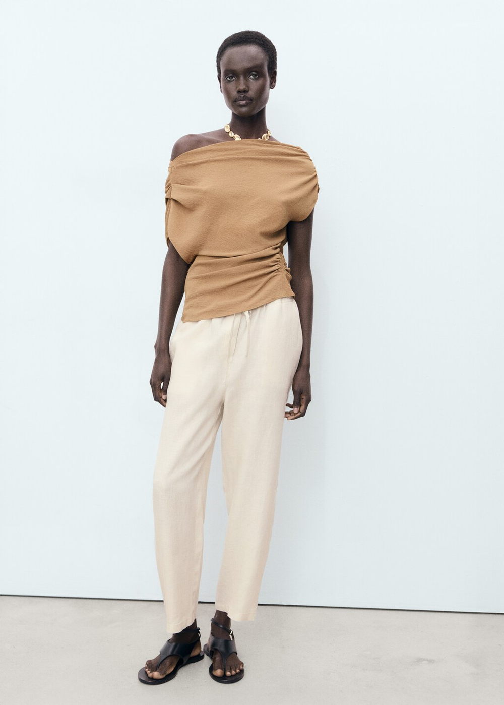 Брюки изо льна со шнурком