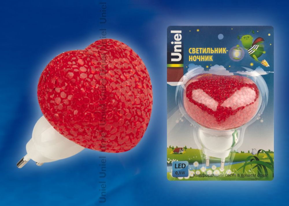 DTL-309-Сердечко/RED/1LED/0,1W Светильник-ночник. Выключатель на корпусе. Блистер