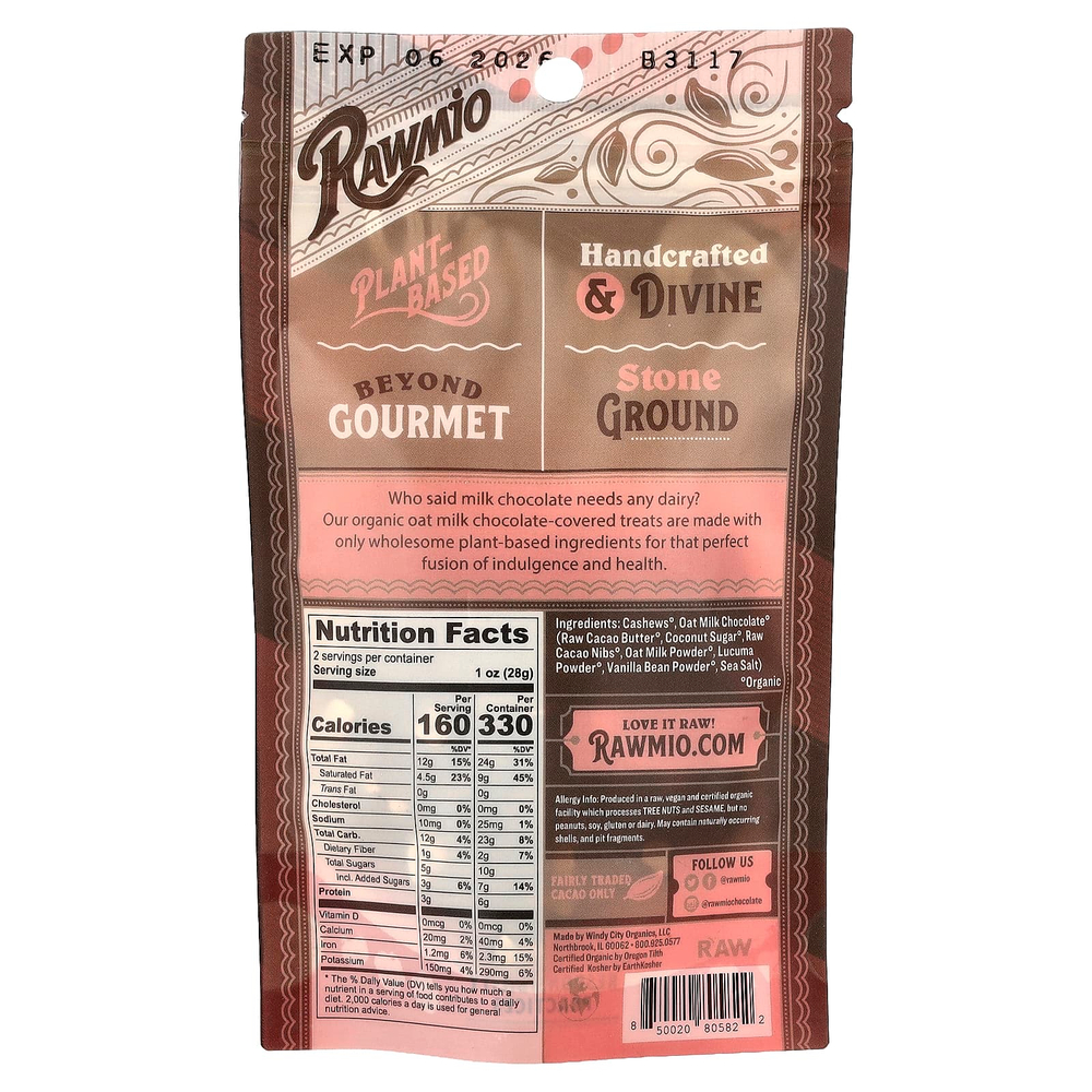 Rawmio, Кешью в овсяном молочном шоколаде, 56,7 г (2 унции)
