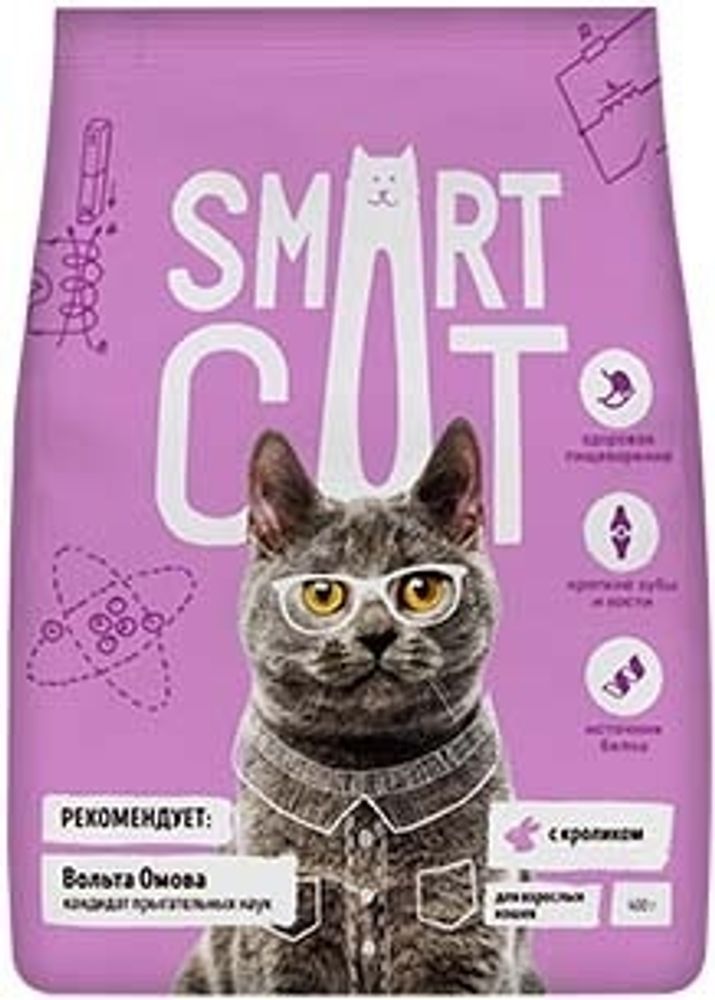 Smart Cat 400г Сухой корм для взрослых кошек Кролик