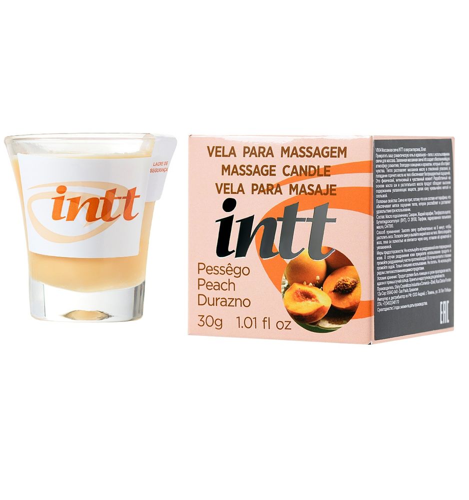 Массажная свеча для поцелуев intt с ароматом персика 40 г