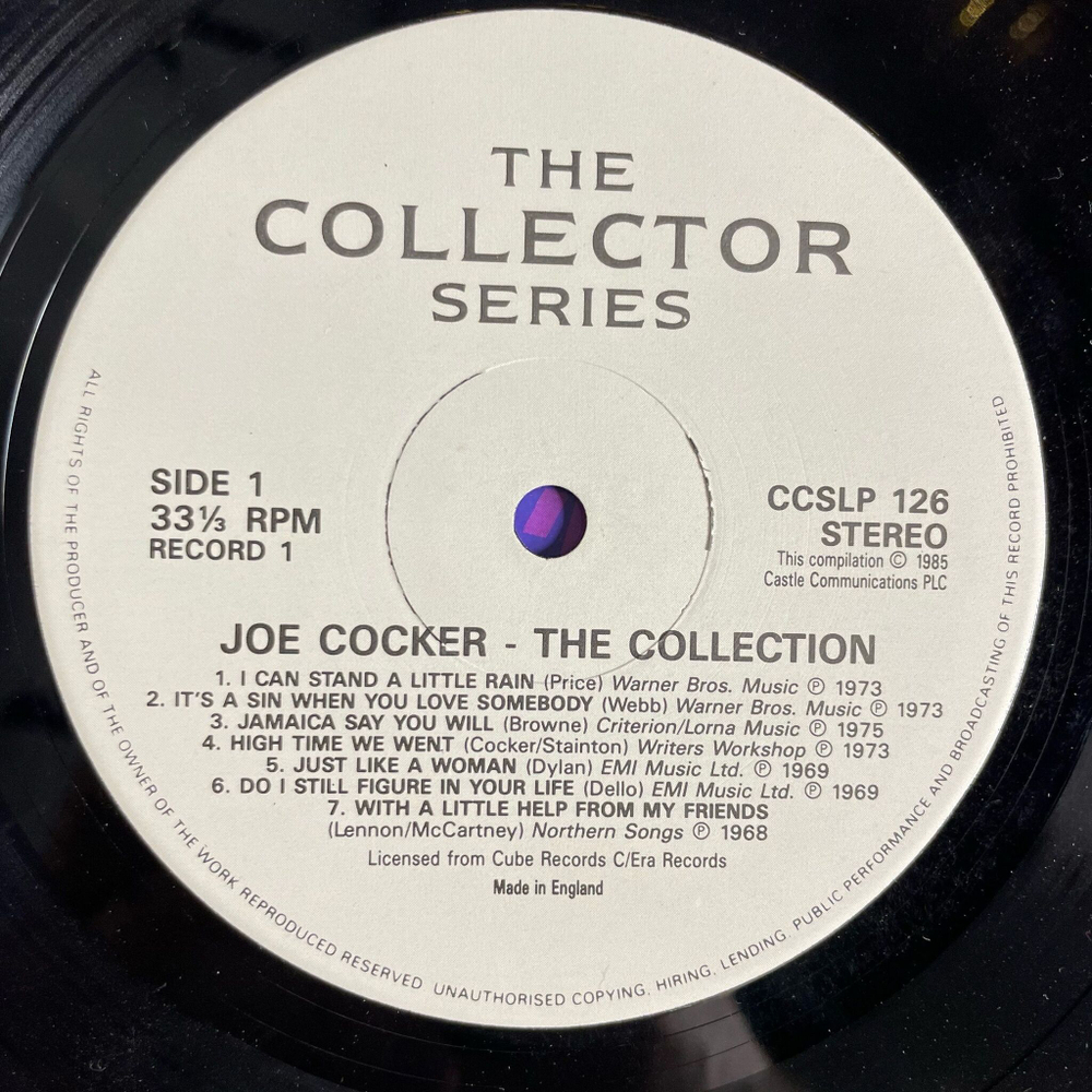 Винтажная виниловая пластинка LP Joe Cocker The Collection (UK 1985) Just Like A Woman