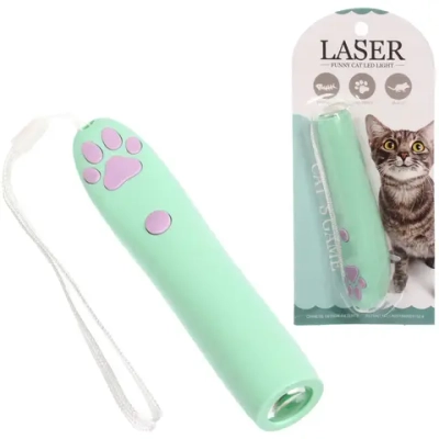 Лазерная указка для кошек «Лапка - Царапка», цвет мятный, 1 режим, 16,2*2,6см (работает от 3 батареек AG13)