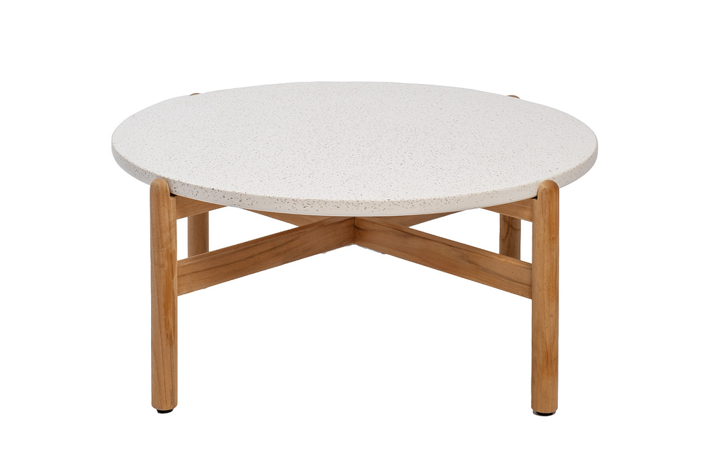 Кофейный стол из тика Joygarden ТАЛАРА, бело-серый