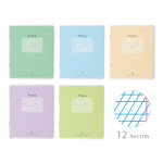 Тетрадь А5 12л. кос.линия частая "Люкс", (Альт) микс цветов (комплект 5 шт)