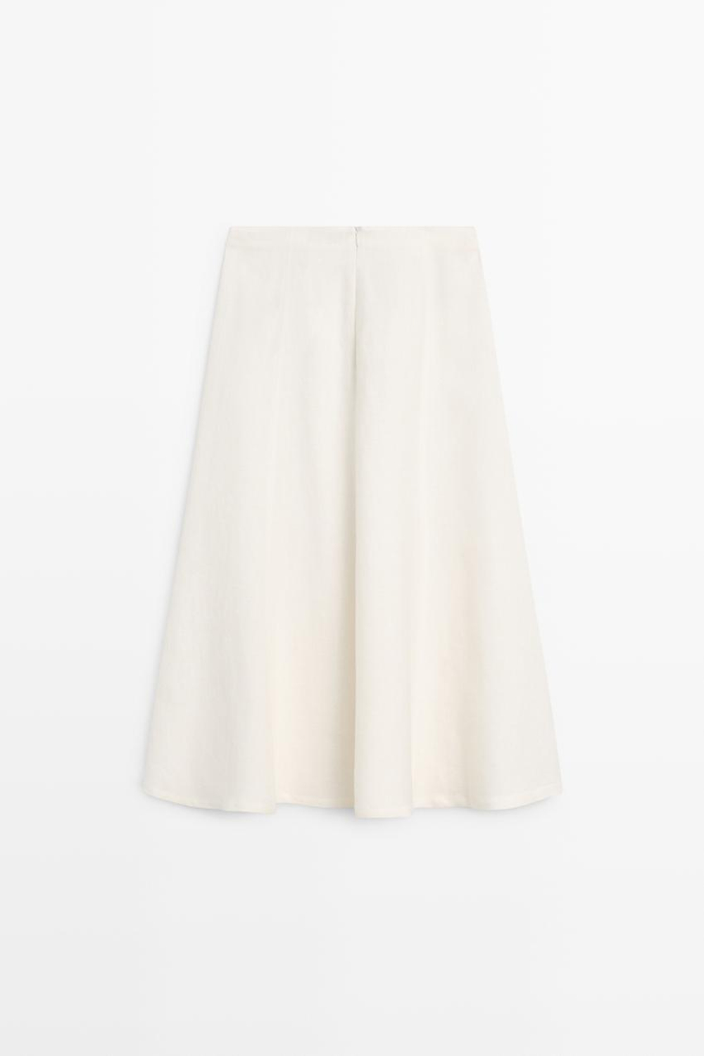 Massimo Dutti Струящаяся юбка миди из 100% льна, белый