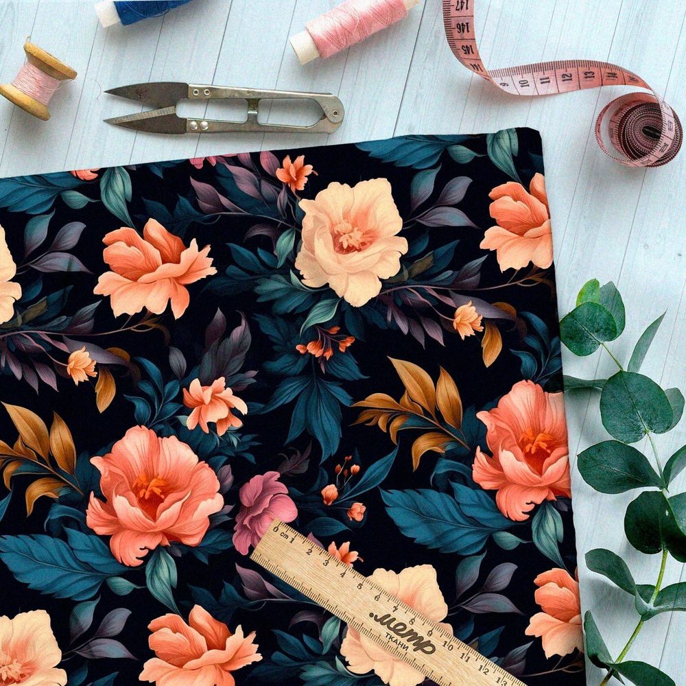 Ткань премиум таффета сказочный цветник