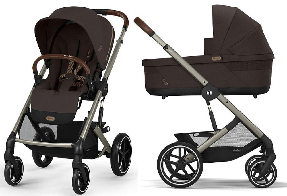 Коляска Cybex Balios S Lux TPE complete Aton S2 Lava Grey 3 в 1 Chocolate Brown с дождевиками