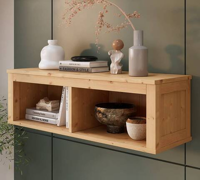 Полка навесная с 2 секциями Хемнэс/Кымор, 124х34х37см, светло-коричневый