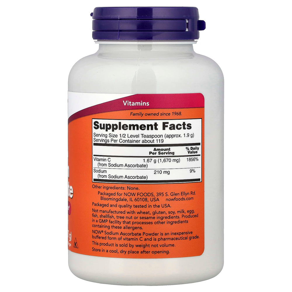 NOW Foods, порошок аскорбата натрия, 227 г (8 унций)