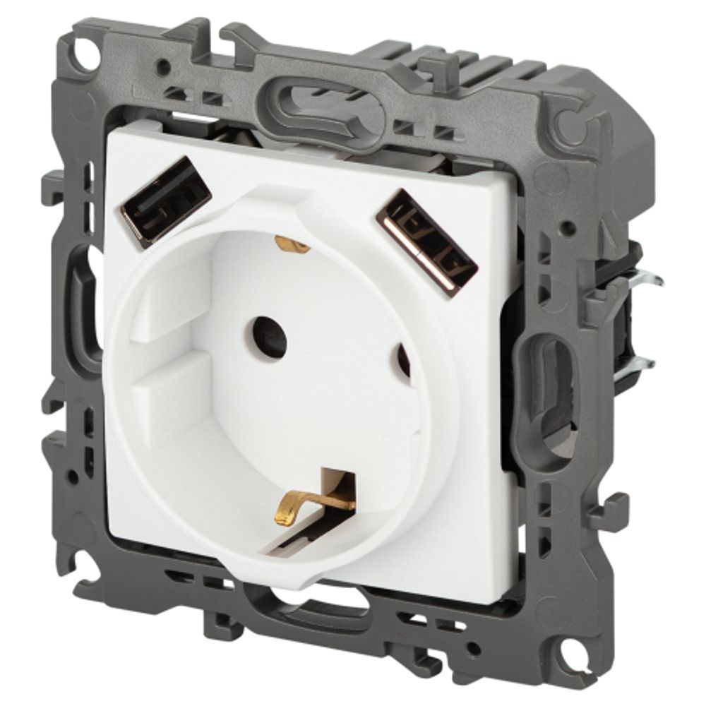 Розетка ЭРА Серия 12 12-4109-01М , 2P+E 16A-250В, штор. с 2xUSB 5В-3А, белый матовый