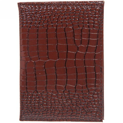 Обложка на паспорт «Классика» под крокодила, цвет коричневый