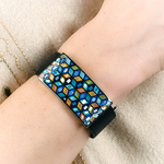 Браслет Fiore Luna на черном кожаном ремешке CB13209-5