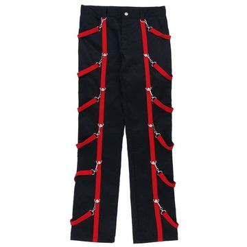 Брюки готические с красной тесьмой (001)
