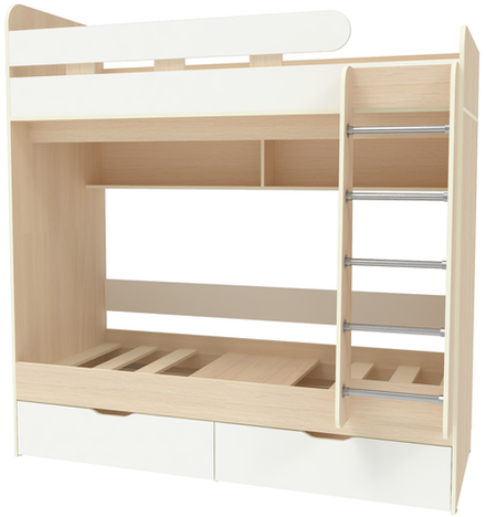 Двухъярусная кровать КарИВи Юниор 5 80х190  Дуб Молочный Белый