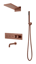 Встроенная душевая система FUSION с термостатом, трехпозиционная Brushed Bronze с изливом