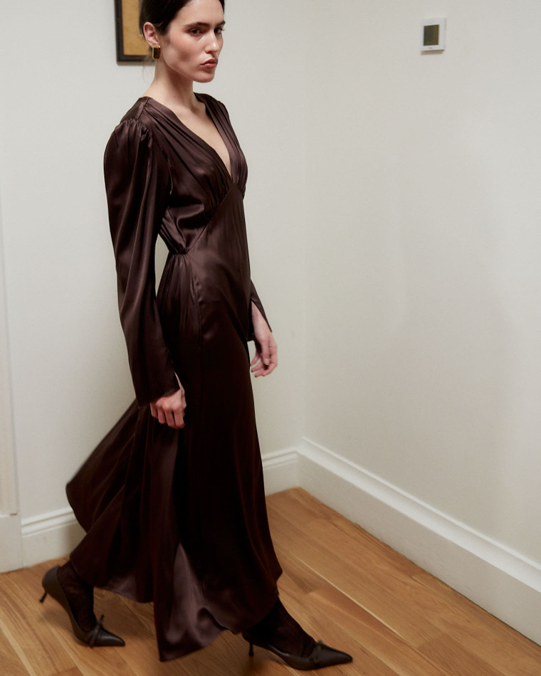Платье из шелка Берберри шоколад