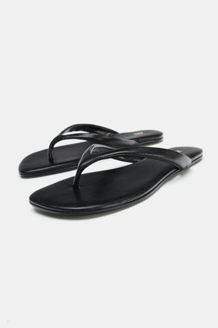 ZARA САНДАЛИИ НА ПЛОСКОЙ ПОДОШВЕ С РЕМЕШКОМ, ЧЕРНЫЙ