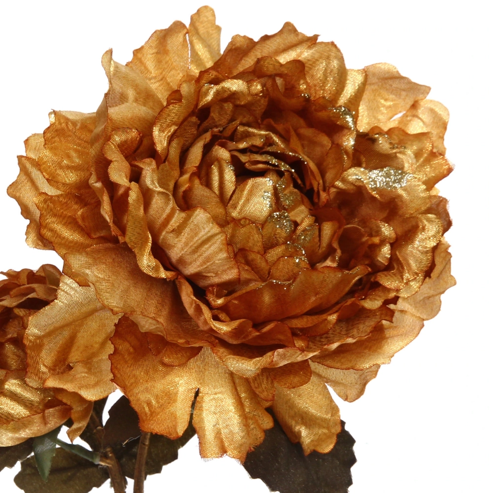 Искусственные цветы «FLOWERS GLAMOUR» 60см Пионы 2 цветка золотые