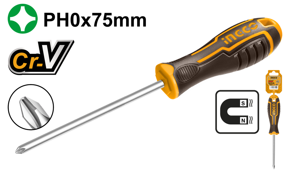 Отвертка крестовая INGCO HSDPH0075 PH0x75 мм