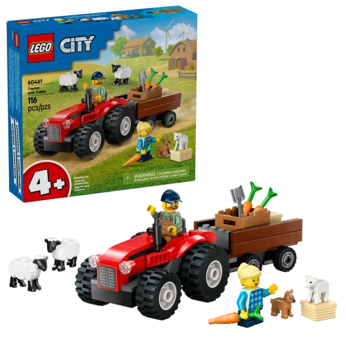 Конструктор LEGO City 60461 Красный сельскохозяйственный трактор с прицепом и овцами