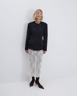 Жакет двубортный приталенный из шерсти черный