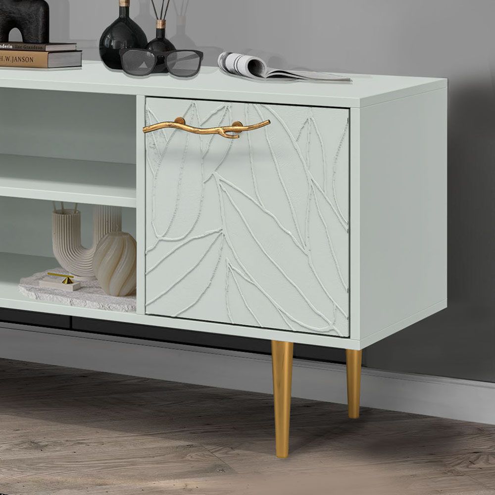 Тумба под ТВ Арт Колор leaves 155см Стайл Голд Серый дым