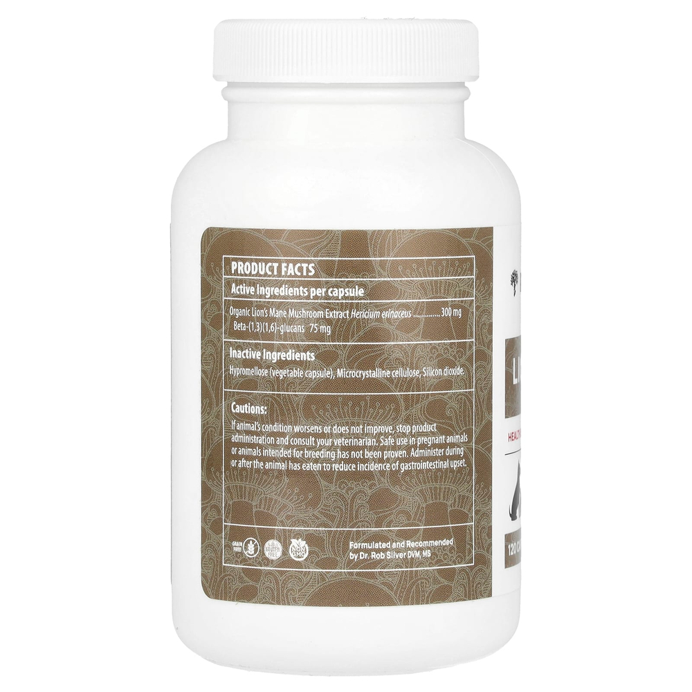 Real Mushrooms, Lion's Mane, для собак и кошек, 120 капсул