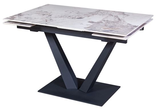 Стол "МАЛИБУ" 120-180, керамика Pandora глянцевый, R-6, опоры черный муар
