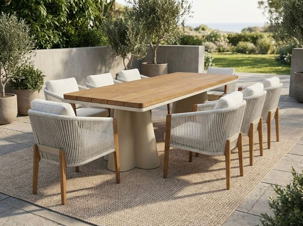 Столовая группа ZENN Dinning Set. Алюминий, ироко. Поставка 45 дней.