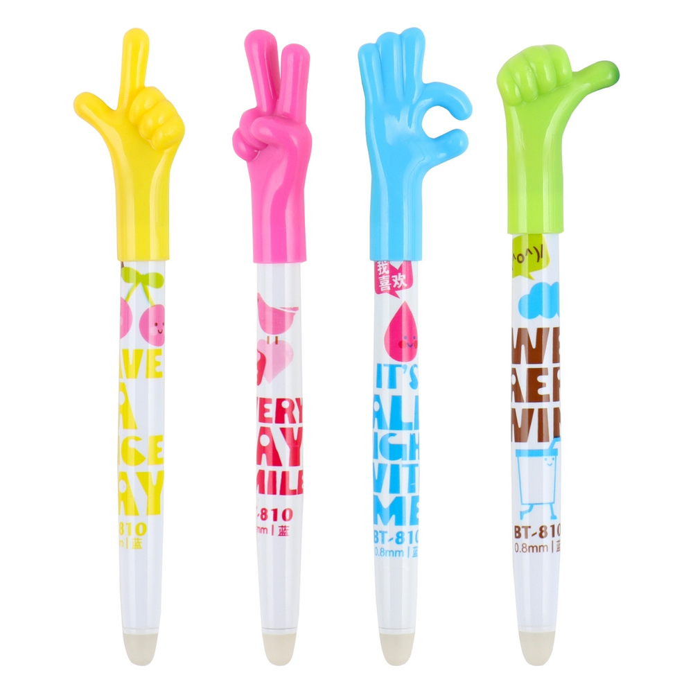 Ручка шариковая пиши-стирай Alingar, "Веселые пальчики", 0,8 мм, синяя, круглый, цветной, пластиковый корпус, карт. уп.