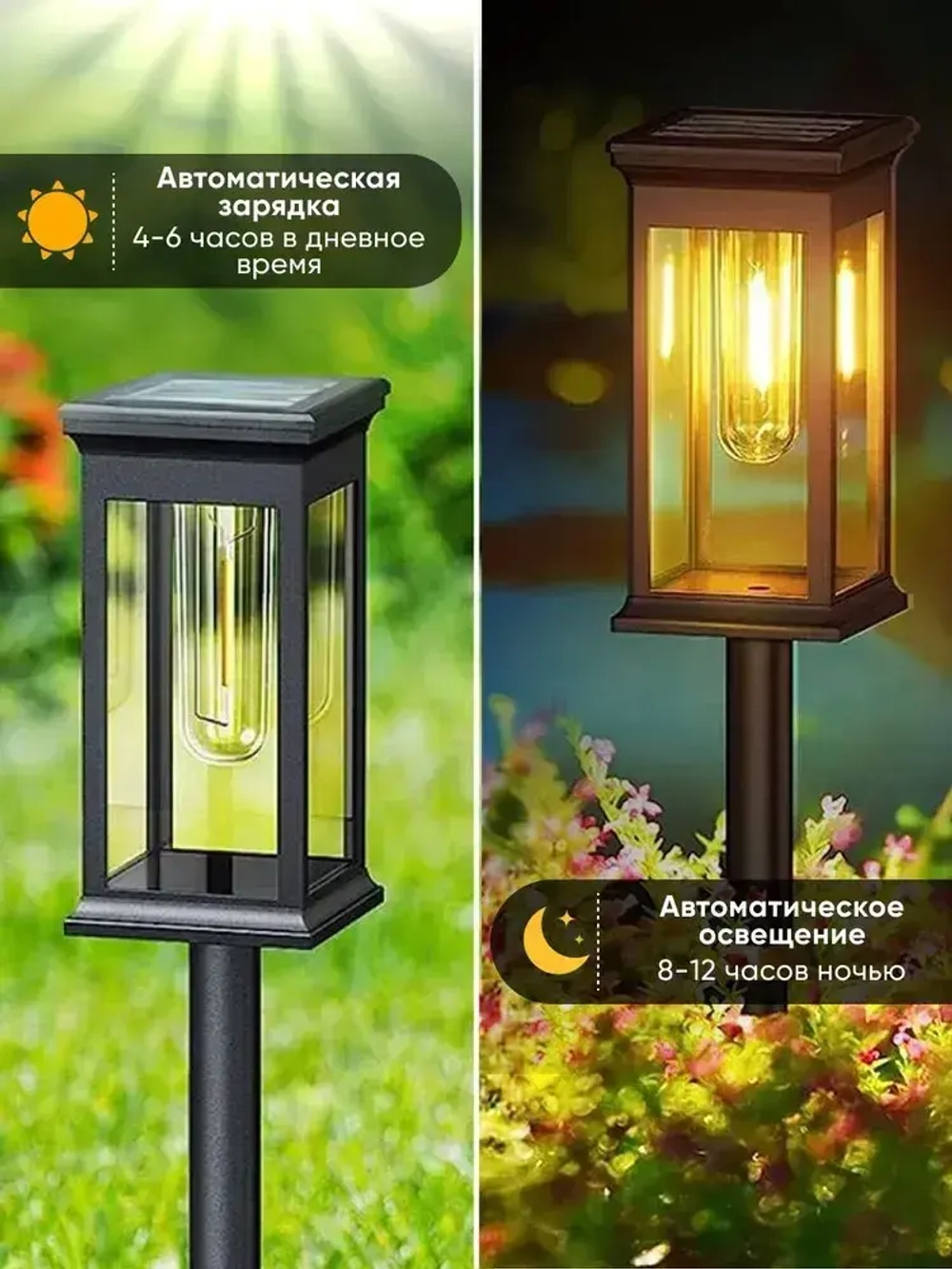 Светильник на солнечной батарее уличный, ландшафтный, беспроводной, фонарь 2 шт