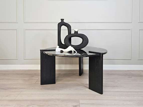 Журнальный столик SC133B, Ø80х42 см, черный мрамор